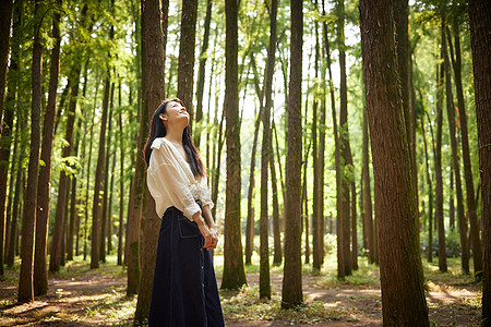 森系女孩夕阳下的初秋清新美女背景