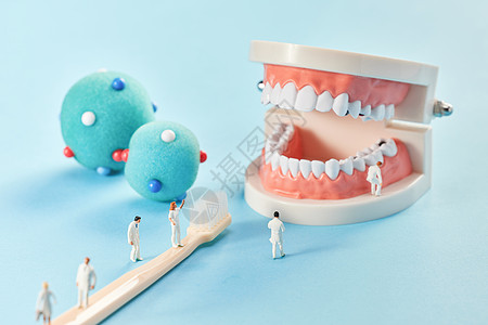 牙齿创意医生检查口腔健康创意小人背景