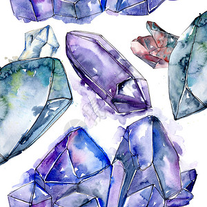蓝色钻石岩首饰矿物无缝背景图案织物壁纸打印纹理几何石英多边形水晶石马赛克形图片