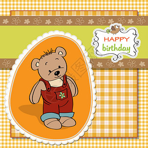 与泰迪熊的生日贺卡图片