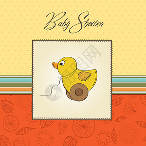 带鸭子玩具的婴儿洗澡卡图片