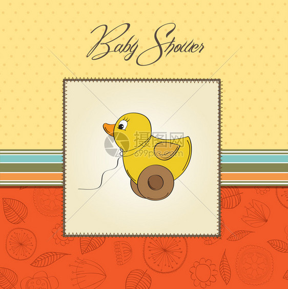 带鸭子玩具的婴儿洗澡卡图片