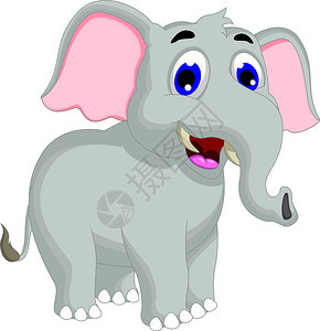 搞笑大象卡通摆姿势的插图图片