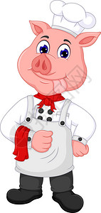 可爱的猪厨师卡通站着用图片