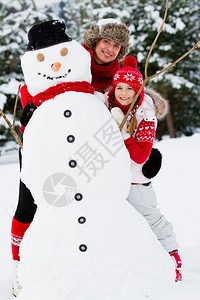 冬季欢乐雪人和幸福的背景图片