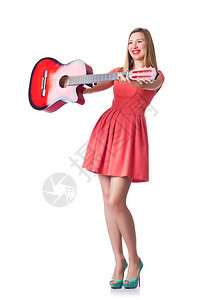 拿着吉他的女生图片