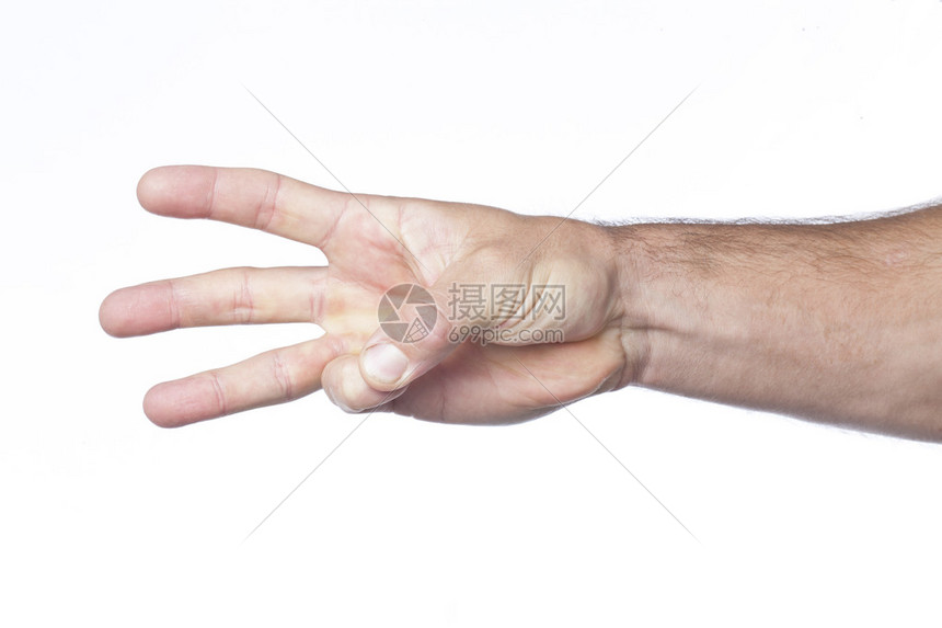 右手点数三张孤立在白色背景上高清图片下载-正版图片502524054-摄图网