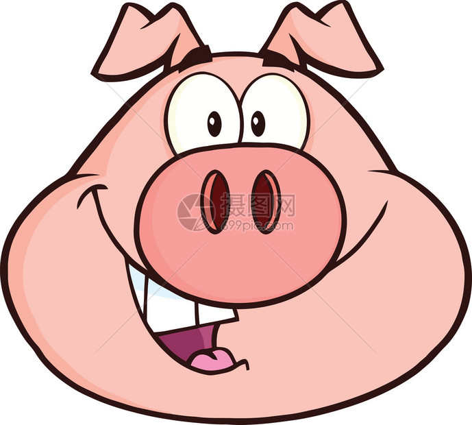 快乐猪头卡通马斯科特字符I说图片