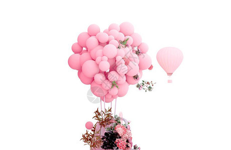3d将粉色气球制背景图片