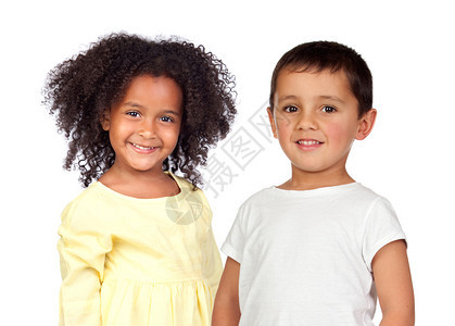 两个可爱的白人儿童被孤立图片