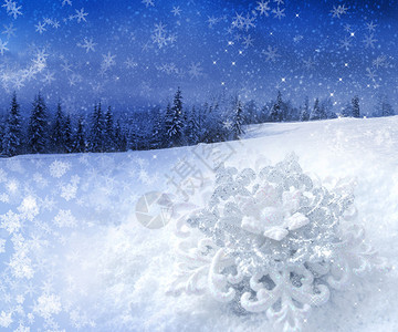 上的圣诞雪花，冬日风景图片