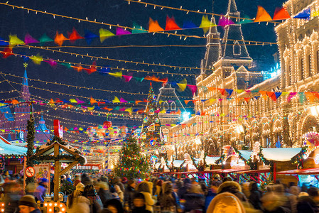 在莫斯科红广场举办圣诞庆典年度展览会美的装图片