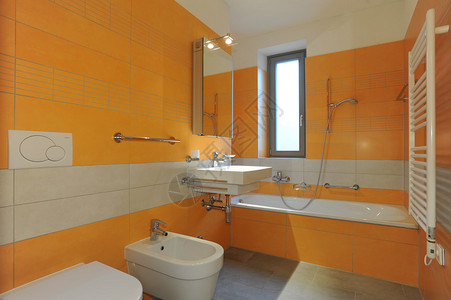橙色浴室内图片