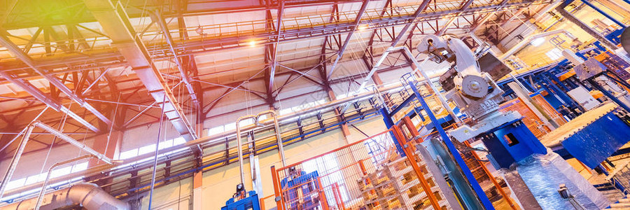 工厂内部车间和玻璃工业生产背景工艺的机械厂内和图片