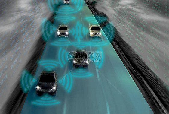智能自动驾驶汽车的未来天才之路人工智能系统检测物体改变错误车道汽车概念未来汽车安全事故减少高图片
