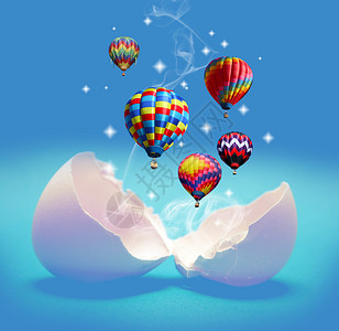 气球从破碎的鸡蛋中起飞是精神自由图片