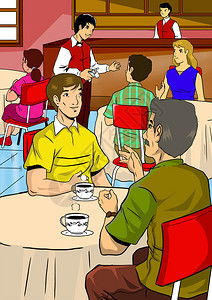 在餐厅或咖啡馆的插图图片