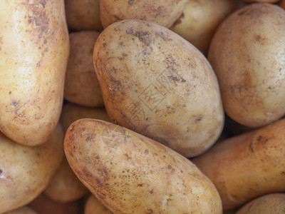 RRRaw马铃薯生沙粒管状蔬菜健康背景图片