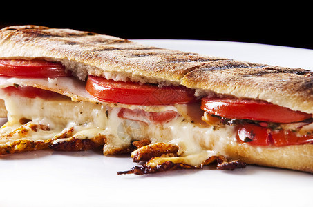 烤帕尼三明治配融化的奶酪图片