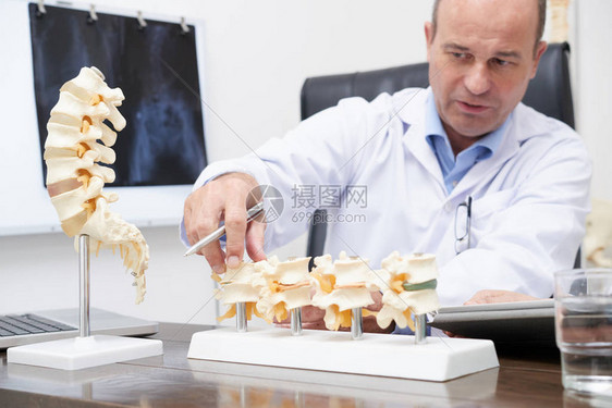 医生以塑料模型为例解释各种脊椎疾病图片