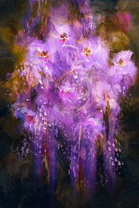 抽象紫色花数码绘画图片