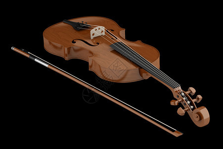 棕色小提琴在黑色背图片