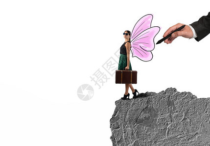 自由女旅行者像蝴蝶一图片