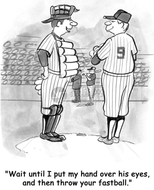 棒球运动员讨论战术卡通插图图片