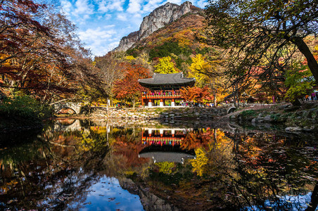 南韩的Baegyangsa韩国传统寺图片