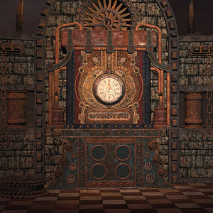 Steampunk机械室背景图片