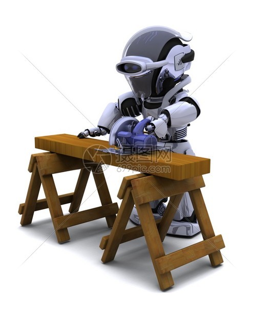 3D渲染的机器人人偶图片