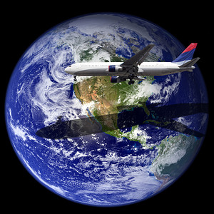 班机与影子与地球的合成图图片