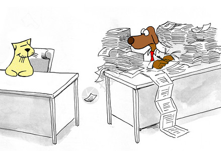 商业卡通关于嫉妒同事完成文件的速度更快笑声在工作图片