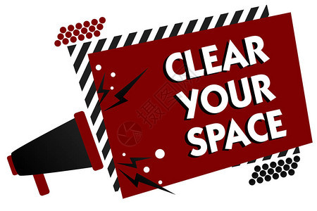 概念手写显示清除您的空间商务照片文本清洁办公工作室区域使其为空刷新重组多个文本图案红色矩形板声图片