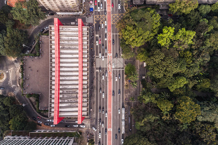 巴西圣保罗Paulista大道MASP博物馆最顶端景象背景图片
