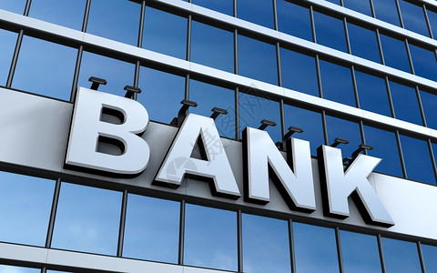 建筑外面的bank银行标志图片素材