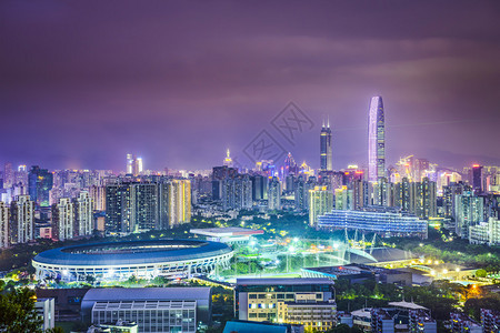 深圳黄昏的城市天际线背景图片