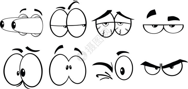 黑白卡通眼睛1合集图片素材
