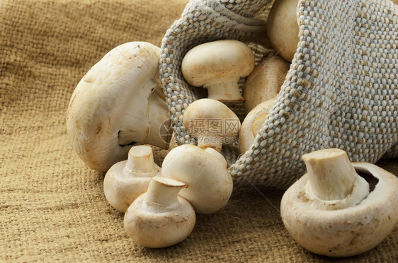 天然帆布袋中的香菇图片