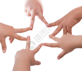 五位最好的朋友手握着恒星形状的手图片素材