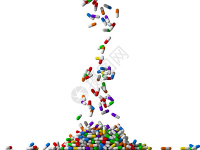 3d降下随机彩色药丸雨图片