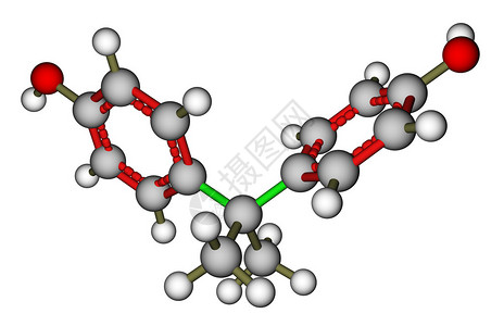 白色背景的双酚A优化分子结构二酚A图片