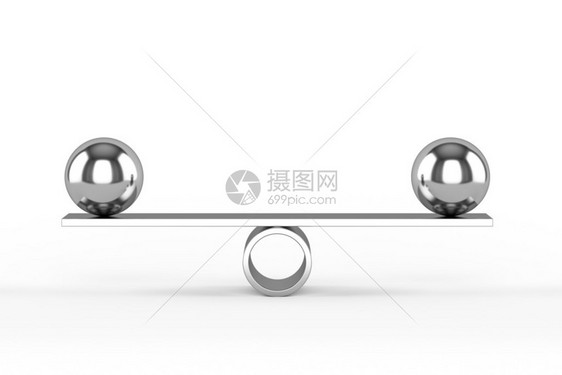 平衡铬球体的3d渲染平衡的概念图片