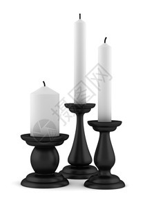 三个黑色烛台白底的蜡烛隔图片
