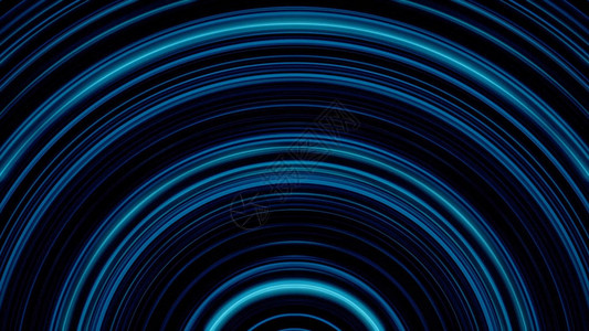 抽象的圆形霓虹灯线动画黑色背景上的脉冲霓虹灯半圆线波浪脉动中圆形光背景图片