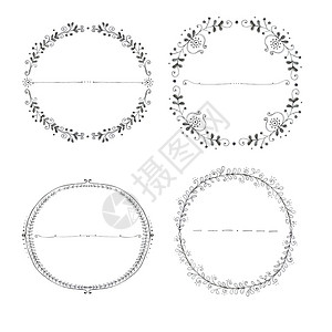 手绘圆形花圈的集合图片