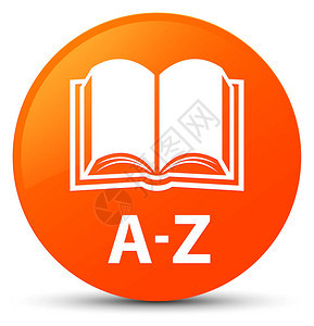 AZ书图标孤立于橙色圆图片