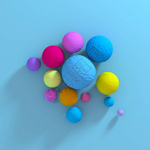 几何彩色球体3D插图背景图片