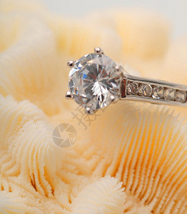 订婚戒指上的大圆形钻石背景图片