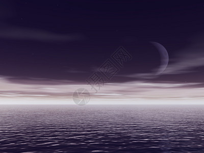 夜景中的月亮3D渲染工作图片